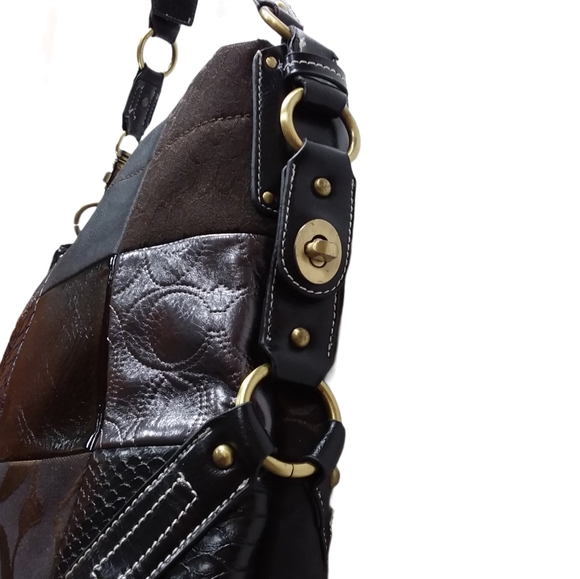 ☆☆SOLD☆☆Coach Brown Patchwork Leather Shoulder Bag - Picture 7 of 15